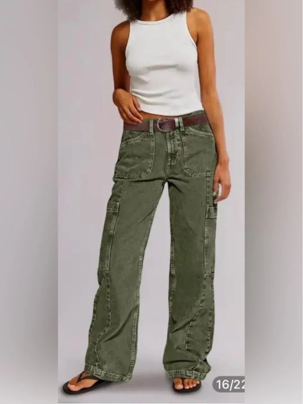 Flamingals: Army Green Mid Rise Cargo Pants  (XL)